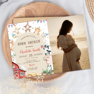 Cute boerderijdieren barnyard babyshower foto kaart