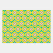 Cute Boho 70s Retro Shapes Pattern Green Yellow Inpakpapier Vel (Voorkant 2)