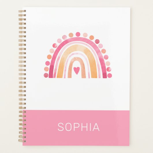 Cute Boho Aquarelle arc-en-ciel en rose personnali (Devant)