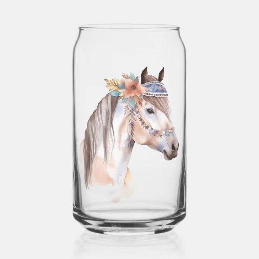 Cute boho aquarelle hippie design cheval (Recto)