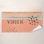 Cute Boho Aquarelle Nom personnalisé Serviette de  (Serviette de bain)