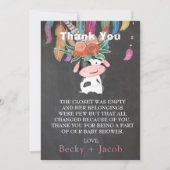 Cute Boho Baby shower Vache Merci Cartes (Devant)