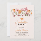 Cute boho beadow sinaasappel wildflower afstuderen kaart (Voorkant)