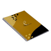 Cute Boho Black en Gold Custom Monogram Name Notitieboek (Rechterzijde)