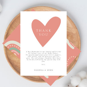 Cute Boho Blush Baby shower de coeur rose Merci