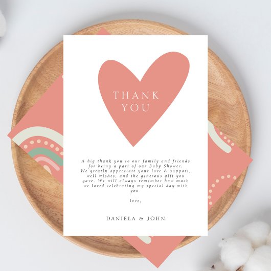 Cute Boho Blush Baby shower de coeur rose Merci