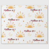 Cute Boho Celestial Kids Birthday Seamless Pattern Cadeaupapier (Vlak)