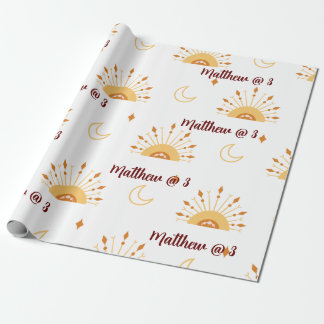Cute Boho Celestial Kids Birthday Seamless Pattern Cadeaupapier