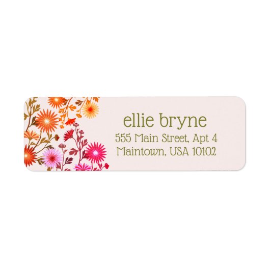Cute Boho Country Pink Floral Label (Voorkant)
