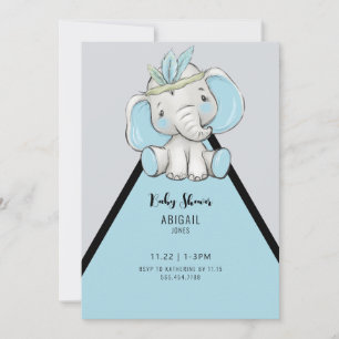 Cute Boho Elephant Oh Baby shower Kaart
