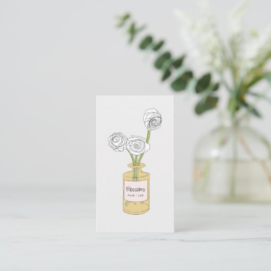Cute Boho Floral Bouquet Visitekaartje (Staand voorkant)