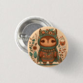 Cute boho floral owl ronde button 3,2 cm (Voorkant /achterkant)