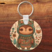 Cute boho floral owl sleutelhanger (Achterkant)