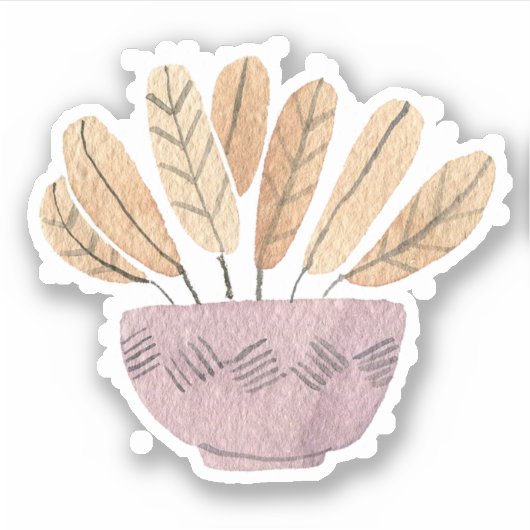 Cute Boho Floral Pastel Paars Sticker (Voorkant)