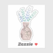 Cute Boho Floral Vase Blue Sticker (Vel)