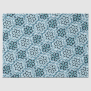 Cute Boho Flower Pattern Floral White Blue Tissuepapier