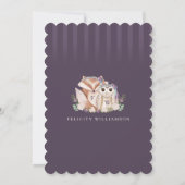 Cute Boho Forest Fox & Owl Baby shower Invitation Kaart (Achterkant)