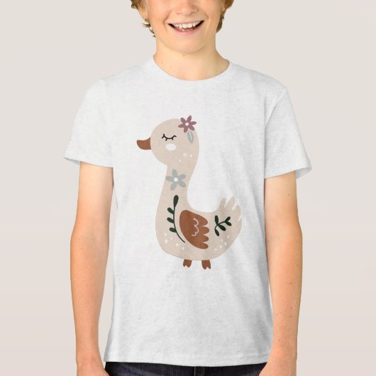Cute Boho Goose Illustration in Neutral Pastel Tri-Blend Shirt (Voorkant)