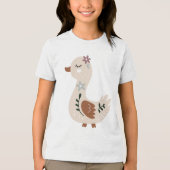 Cute Boho Goose Illustration in Neutral Pastel Tri-Blend Shirt (Voorkant)