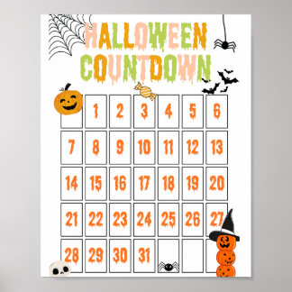 Cute Boho Halloween Countdown Poster