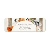 Cute Boho Halloween Ghost Pumpkin Baby Shower Etiket (Voorkant)