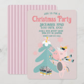 Cute Boho Kerstmis Unicorn op Blush Pink Kaart (Voorkant / Achterkant)