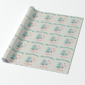 Cute Boho Kerstmis Unicorn op Sage Cadeaupapier (Uitgerold)