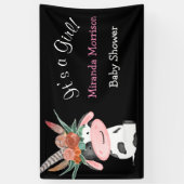 Cute Boho Koe Chalkboard Baby shower Banner (Verticaal)