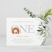 Cute Boho Lion Foliage 1er Premier Invitation d'an (Debout devant)