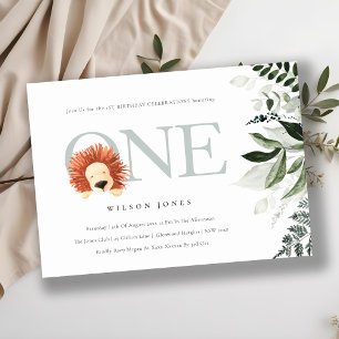 Cute Boho Lion Foliage 1er Premier Invitation d'an