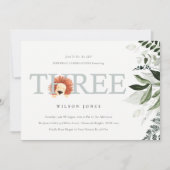 Cute Boho Lion Foliage 3ème Invitation d'anniversa (Devant)