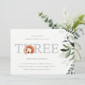 Cute Boho Lion Foliage 3ème Invitation d'anniversa (Debout devant)