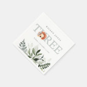 Cute Boho Lion Foliage 3rd Third Birthday Party Servet (Hoek)