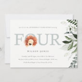 Cute Boho Lion Foliage 4e Invitation d'anniversair (Devant)