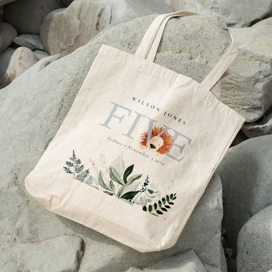 Cute Boho Lion Foliage 5e verjaardag Tote Bag