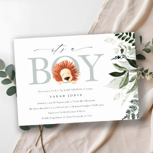 Cute Boho Lion Foliage Het is Jongen Baby shower I Bedankkaart