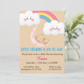 Cute Boho Little Dreamer Baby Shower Invitation  (Debout devant)