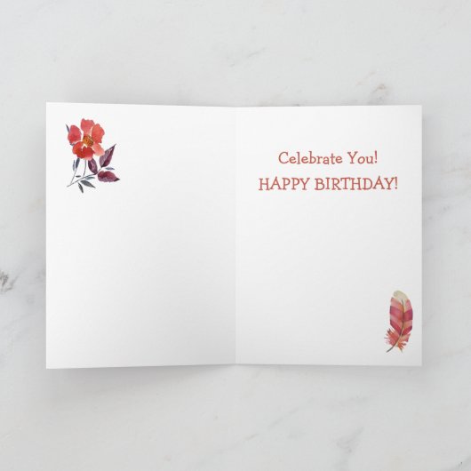 Cute Boho Llama Birthday Kaart (Binnen)