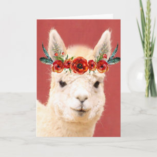 Cute Boho Llama Birthday Kaart