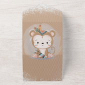 Cute Boho Monkey Baby shower All In One Uitnodiging (Buitenkant)
