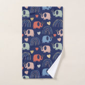 Cute Boho Navy Blue Elephant Motif (Serviette à main)