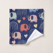 Cute Boho Navy Blue Elephant Motif (Gant de toilette)