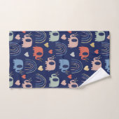 Cute Boho Navy Blue Elephant Motif (Serviette à main)