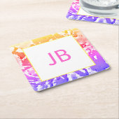 Cute Boho Ombre Monogram Custom Square Onderzetter (Schuin)