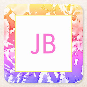 Cute Boho Ombre Monogram Custom Square Onderzetter