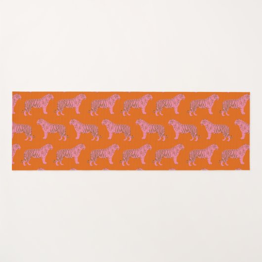 Cute Boho Oranje en Roze Tiger Art Pattern Yogamat (Voorkant (horizontaal))