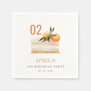 Cute Boho Oranje Fruit Cake any age Birthday Servet
