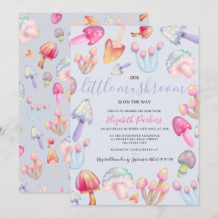 Cute boho pastelpaddenstoelen waterverf baby showe kaart