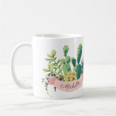 Cute Boho Personalized Cactus Koffiemok (Links)