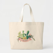 Cute Boho Personalized Name Cactus Trendy Graphic Grote Tote Bag (Voorkant)
